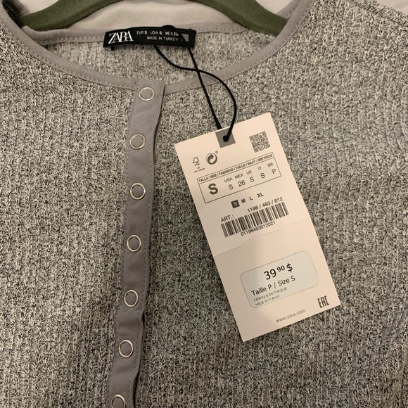 NWT ZARA Bodycon Gray Ribbed Soft Sweater Dress  Size: S - Picture 7 of 8
